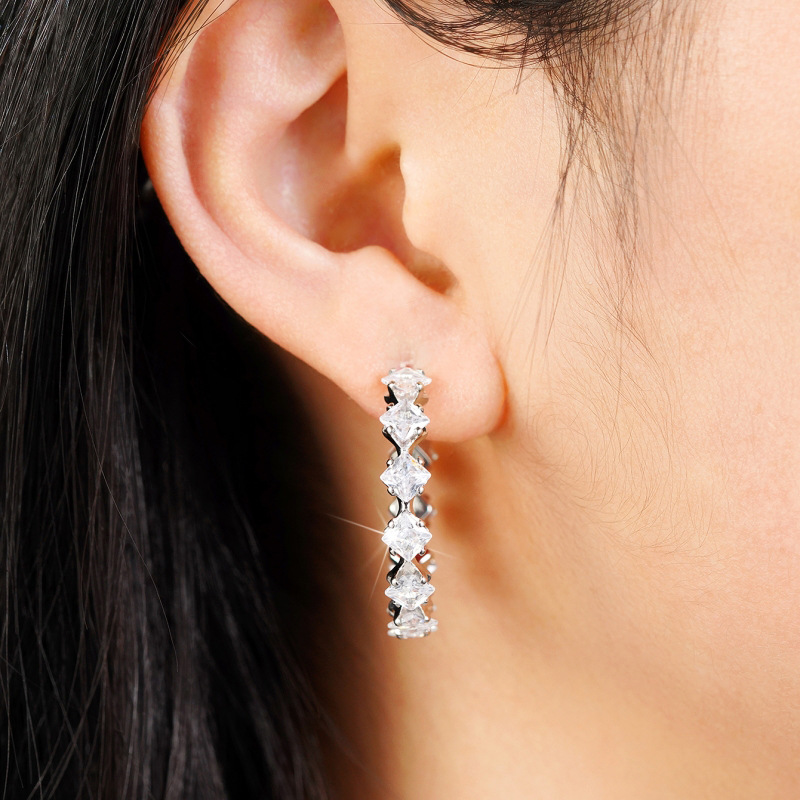 Orecchini a lobo in zircone e cristallo per donna e uomo eleganti_voghion.com