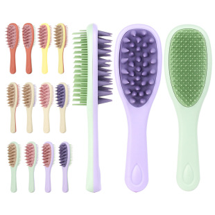 Double-Sided Shampoo Brush Massager Silicone Nylon Tooth with Handle Smoothing Hair Massage Scalp Dual-Use Brush Comb Hair Care