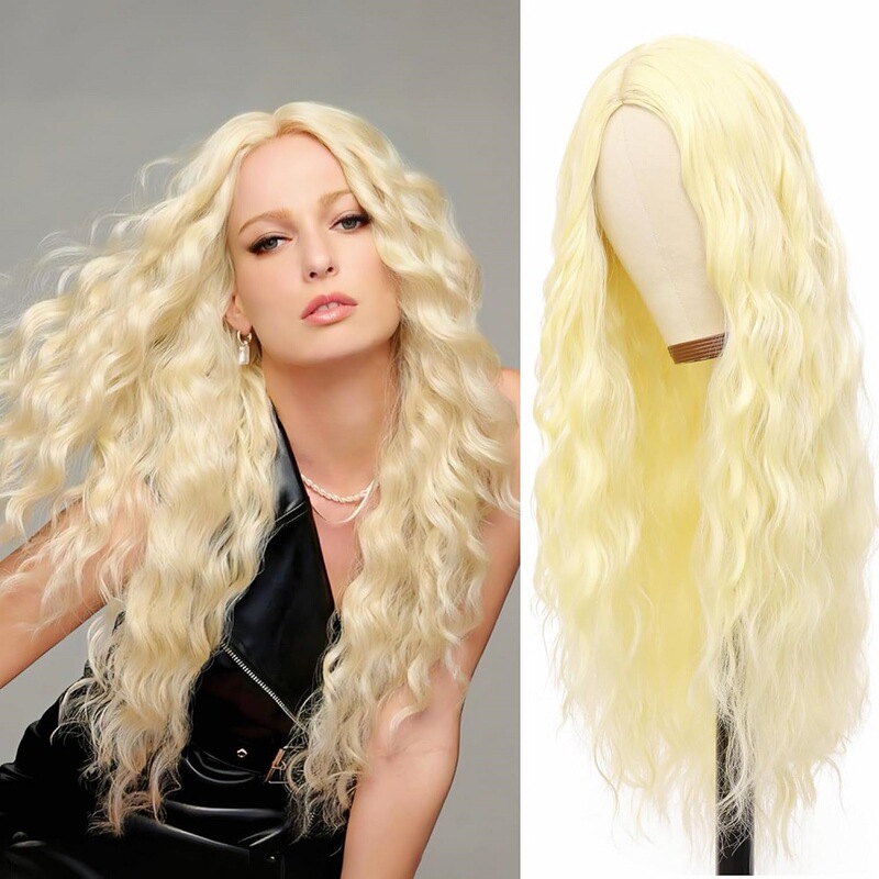 Foreign trade Europe and the United States wig 613 blonde in small volume long curly hair headgear mechanism wig cross-border manufacturers wholesale