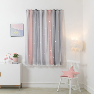 Internet-famous Velcro Small Curtain Self-adhesive Double-layer Gauze Curtain Punch-free Finished Simple Shade for Girls in Bedroom and Dormitory