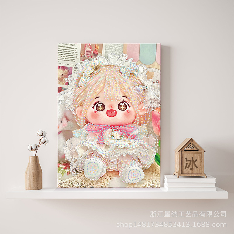 Pegatinas de diamantes calientes diy muñecas de algodón hechas a mano pintura de diamantes pintura de diamantes ventas directas de fábrica pegatinas de pintura de mampostería con marco
