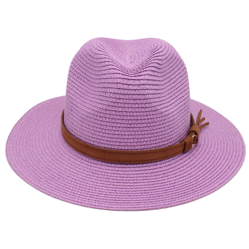 Unisex Pastoral Solid Color Wide Eaves Straw Hat display picture 4