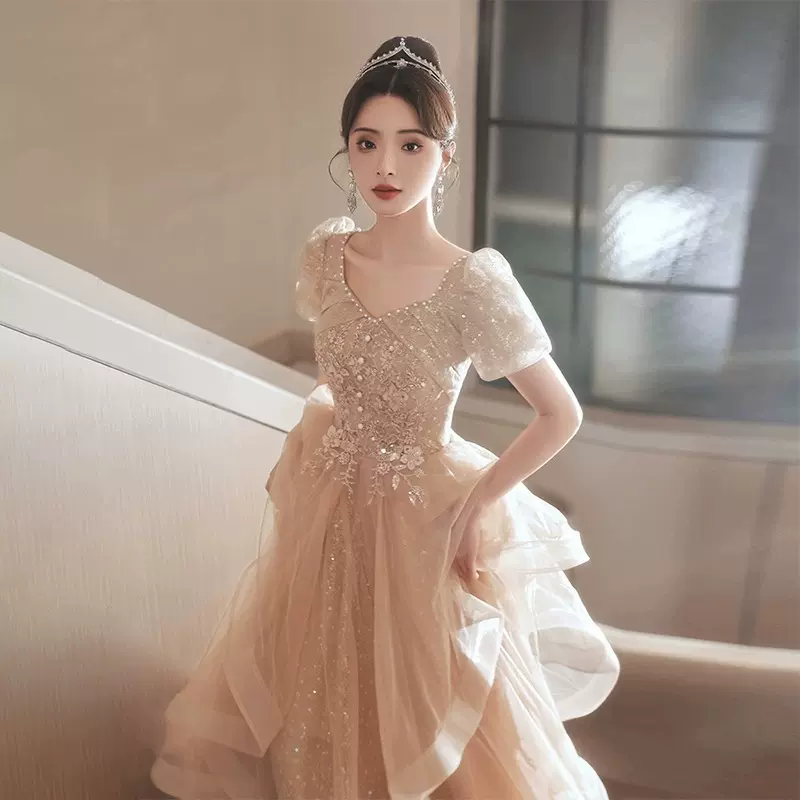 晚礼服女宴会高级感气质轻奢小众高端法式成人礼年会主持人艺考裙