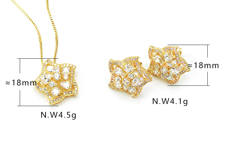 9g Weight Zircon Inlay Material Wedding, Travel Occasion Copper Material Pentagram Pattern Women'S Gender Simple Style Style White Color Fashion Five-pointed Star Pendant Earrings Necklace Set 无