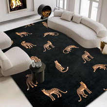 美式轻奢豹子ins风地毯现代简约网红卧室床边毯客厅茶几耐脏垫子