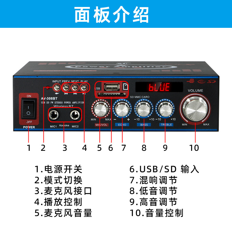ミニ小型bluetooth機能再生機家庭用220vスピーカーパワー拡大カードusbメモリラジオhifiアンプ|undefined