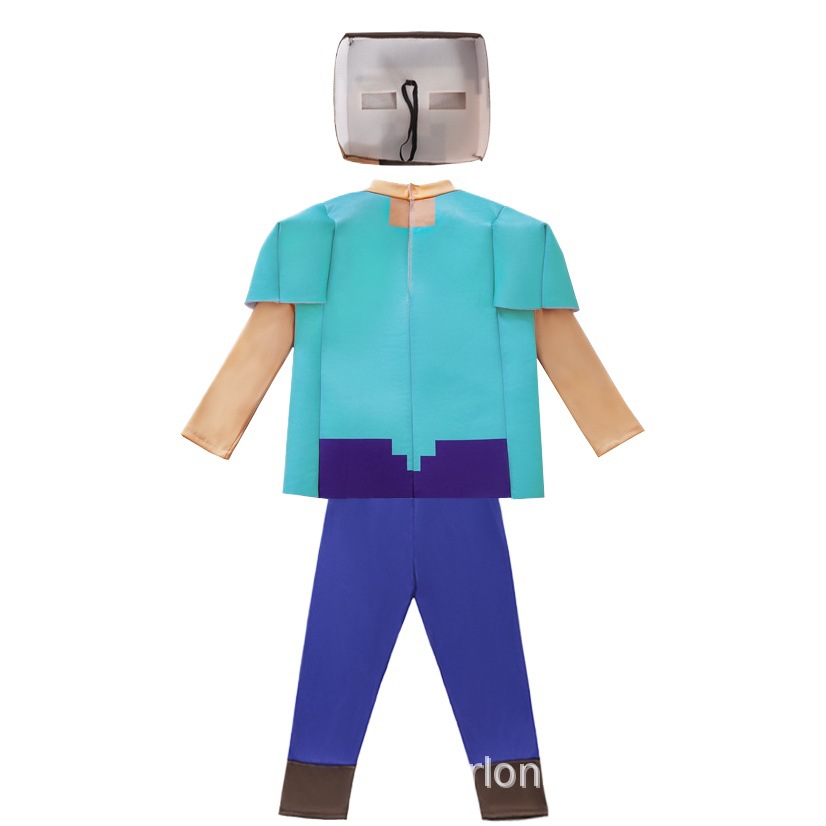Disfraz de Minecraft para niños, disfraz de Steve para actuación en escenario, disfraz de Minecraft para Halloween