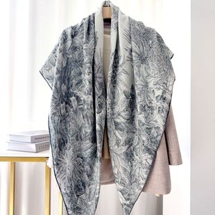 Spring New Tropical Rainforest Silk Scarf Women's Light Luxury Fashion Silk Wool Interwoven Scarf Shawl Scarf