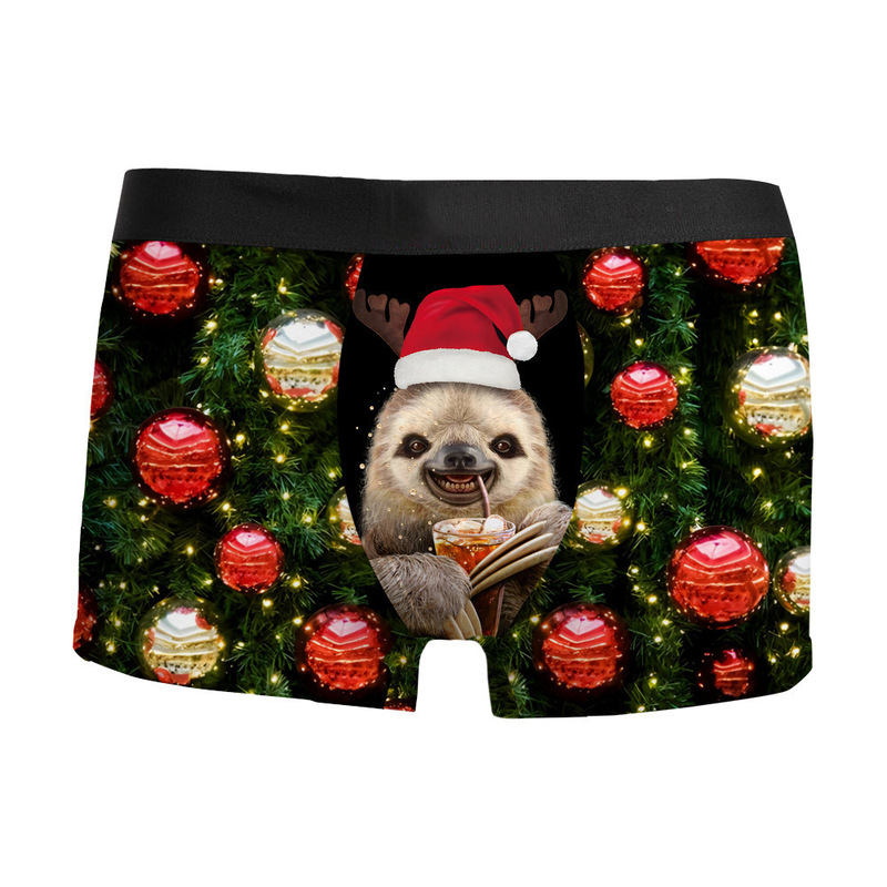 3D digital printing cross-border 2024 new factory wholesale Christmas series men's boxer shorts boxer shorts