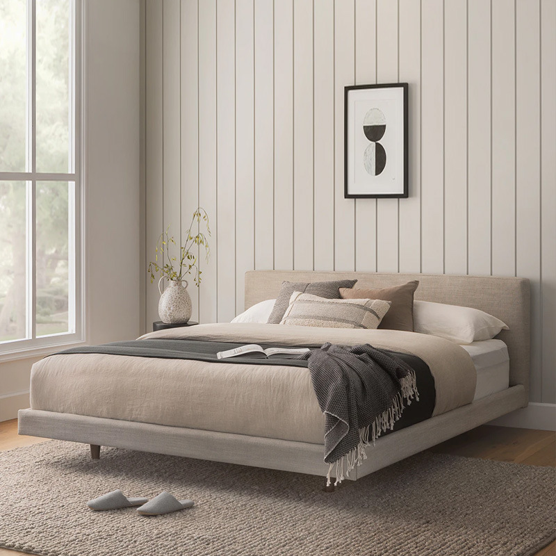 意式設計師極簡亞麻懸浮床北歐大小戶型ins現代臥室輕奢民宿家具