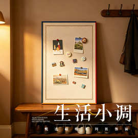 不锈钢磁吸照片墙挂画冰箱贴展示板装饰画中古风客厅餐厅玄关壁画