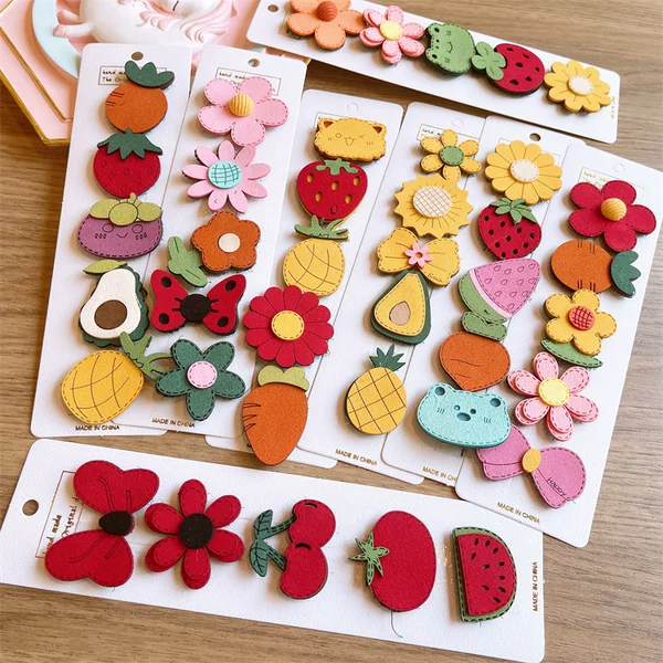 Cute Baby Flower Velcro Children Princess Headwear Cartoon Fruit Bangs Baby Do Not Hit Hair Broken Hair Stickers