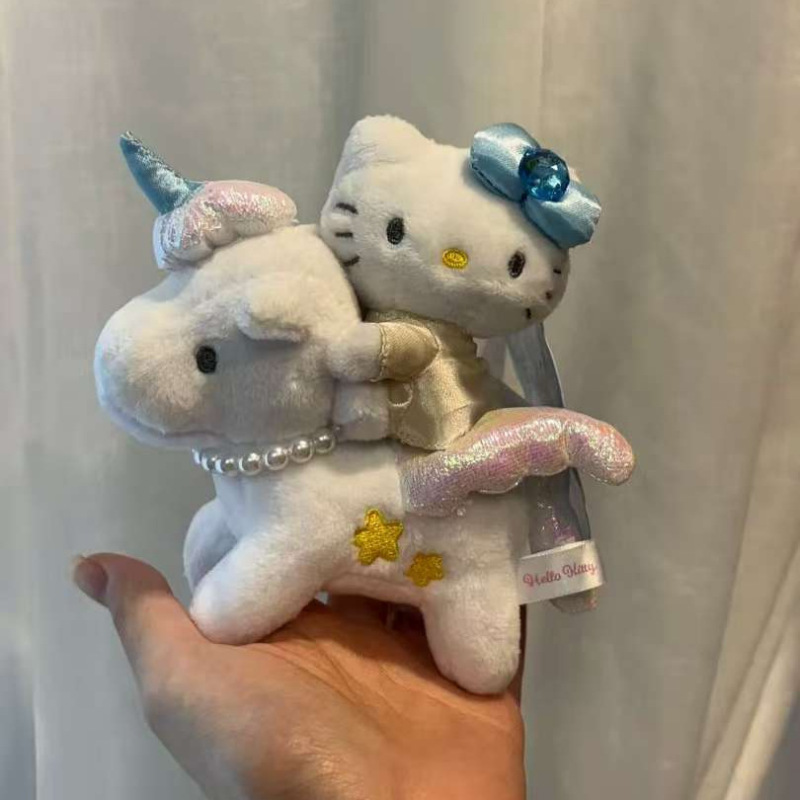 现货日本三丽鸥公仔天使独角兽kitty爱心扣挂件钥匙扣可爱玩具|undefined