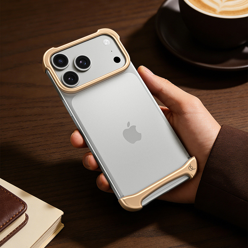 Arc Pulse Metal Rubber Phone Case Cross-Border Compatible with Iphone17Airpromax Frameless Protective Case