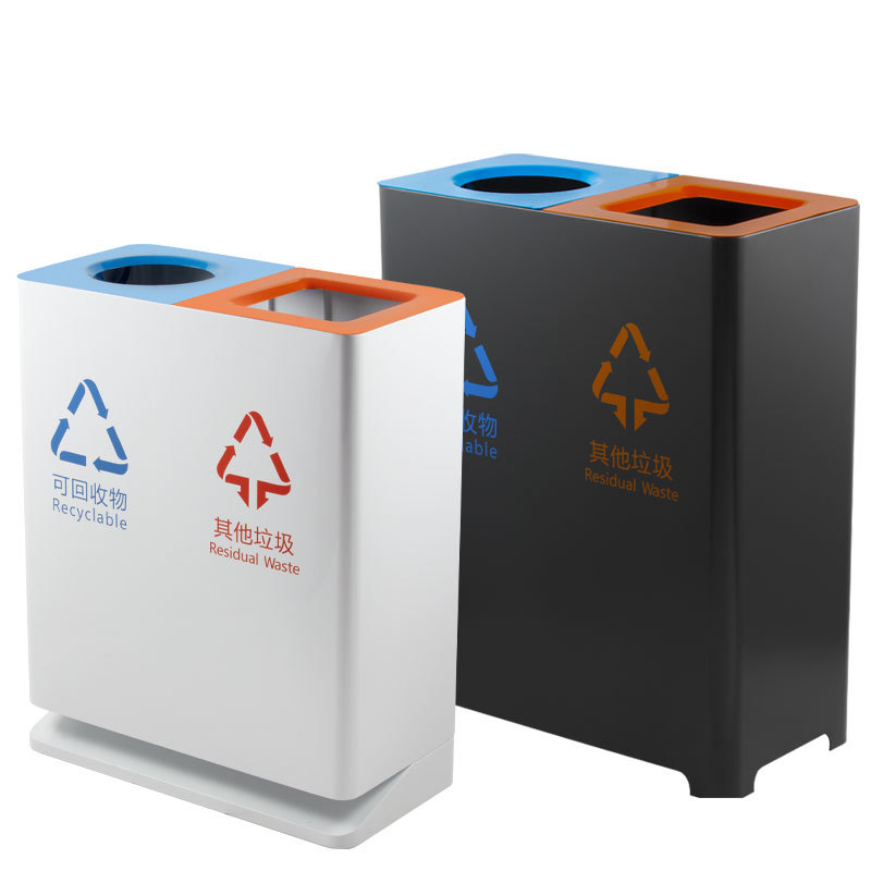 Bote de basura al aire libre Hotel centro comercial ascensor vestíbulo de entrada clasificación vertical caja de fruta de gama alta LOGO comercial Cubo de extinción de humo