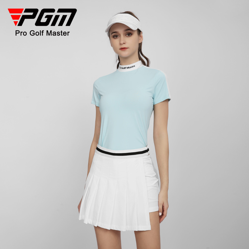 Áo thun golf nữ ngắn tay vải chức năng phối màu tôn dáng — YF558-màu xanh, YF558-màu trắng, YF558-màu hồng