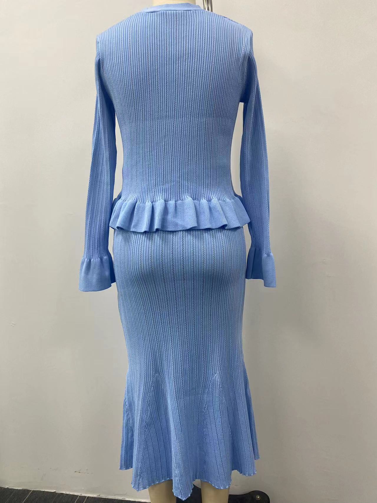 609g Weight Long Sleeve Sleeve Length Cotton, Polyester Fabric Type Skirt Co-ord Set Sets Type 2 Pieces Set Quantity Holiday Occasion V Neck Neckline Comfort Function Slim Fit Type Solid Color Pattern Autumn Season Women's Gender Elegant Style Holiday Women's Elegant Solid Color Cotton Polyester Skirt Co-ord Set Skirt Sets 13