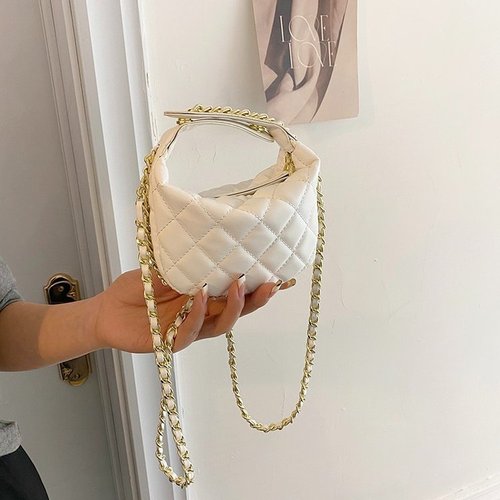 Leather Texture Diamond Grid Chain Mini Handbag for Women, Simple Chanel Style  Summer Unique Trend Shoulder Bag