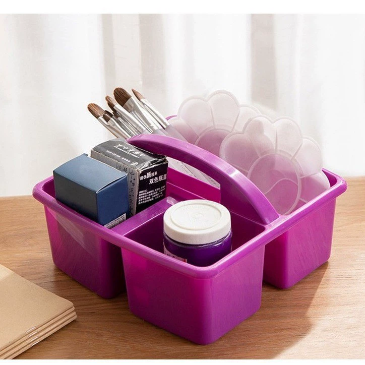Rainbow plastic handheld storage box for kindergarten, brush painting, stationery, early education