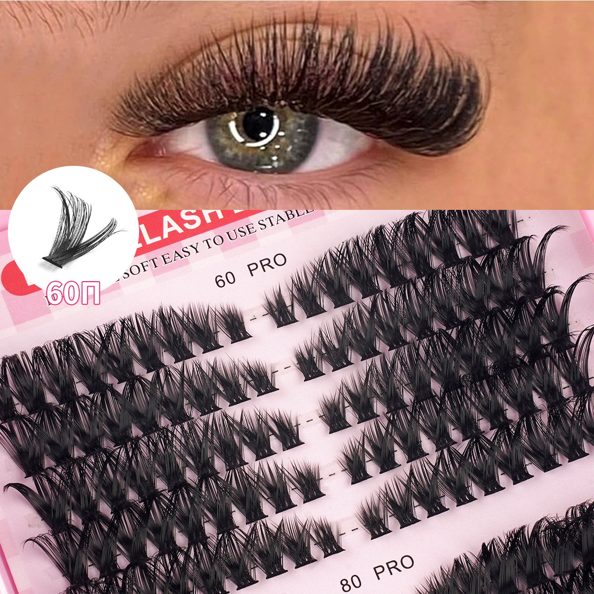 Segmented eyelash extensions tray, pink 570-tuft mixed 30–100D, large capacity DIY kit