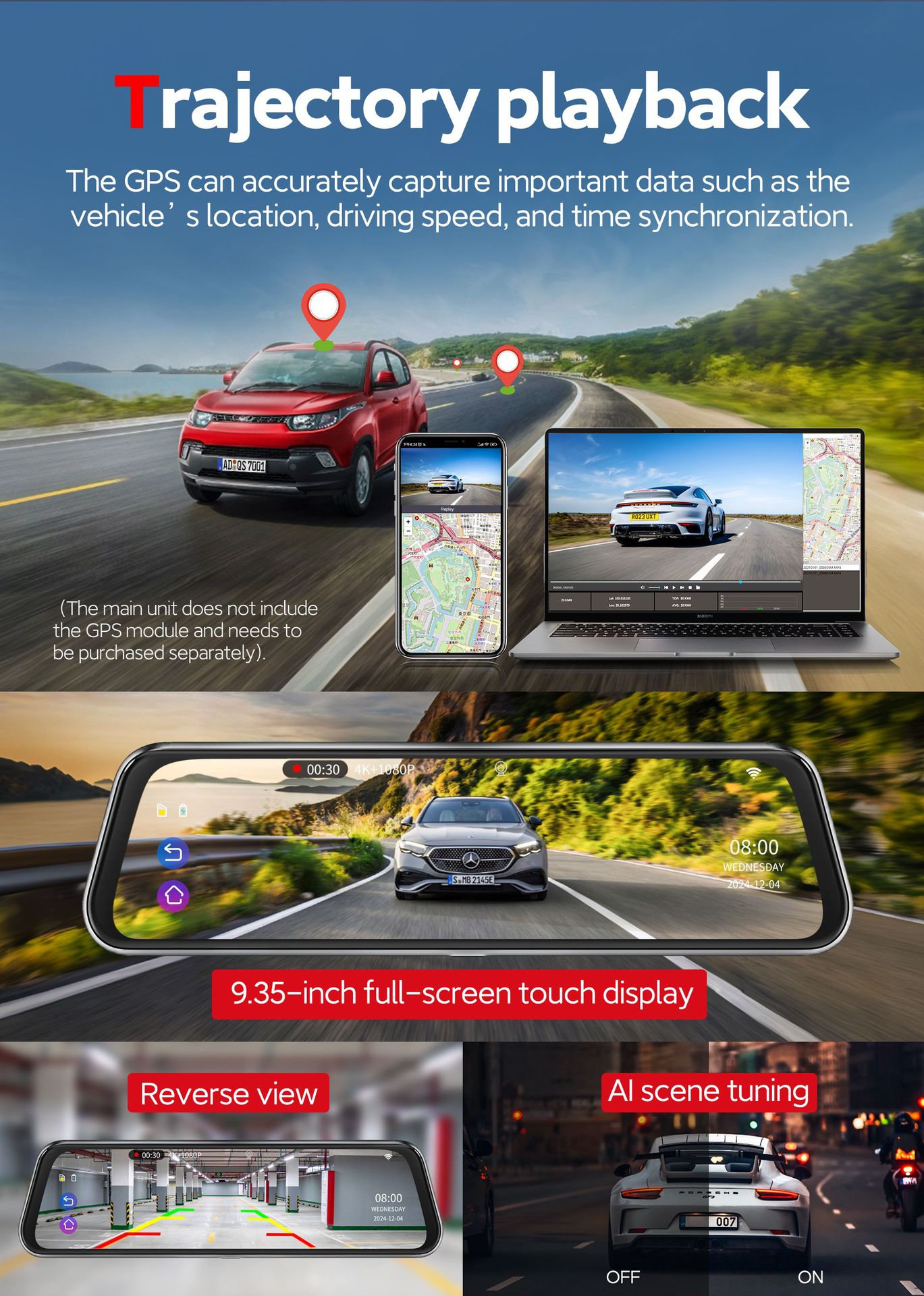2025 New Driving Recorder 4K High-Definition Adas+Bsd Early Warning Wifi Interconnect Driving Recorder in Stock