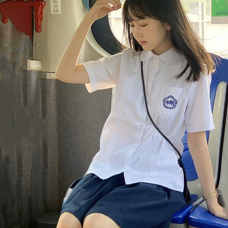 Тайвань Нормальный Университет прилагается школьная форма JK Униформа орган плиссированная рубашка с коротким рукавом женская рубашка колледжа ветра