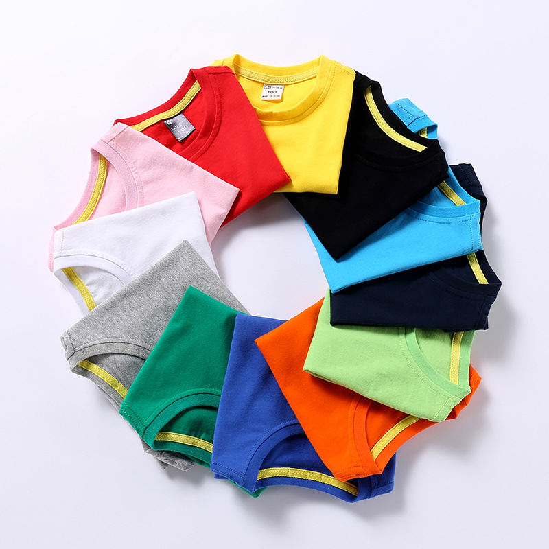 2022 summer children's short sleeve solid color men's and women's