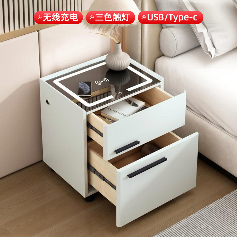 오프화이트 2단 서랍모델(금고없음) 무선충전 3색조명 USB