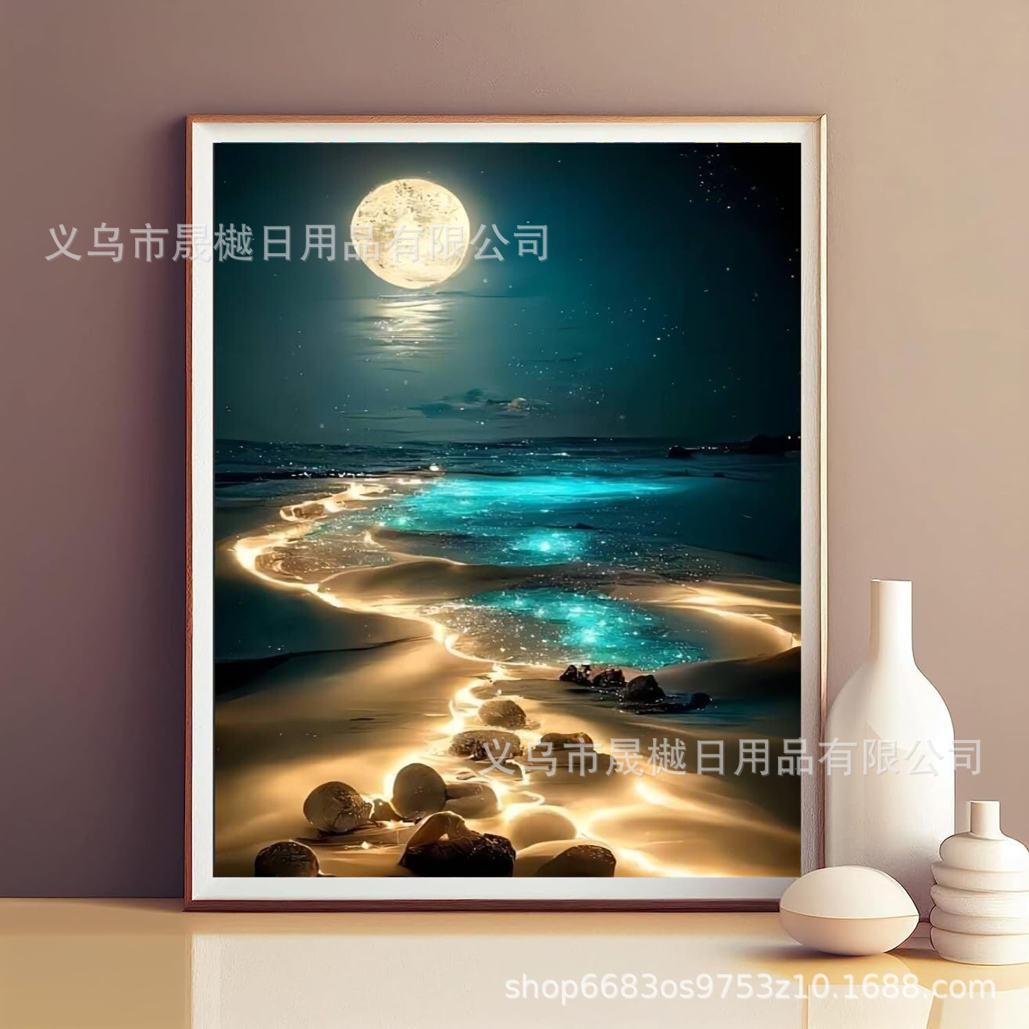 Transfronterizo mar de la vista nocturna de diamantes cuadrados de diamantes de cuadros de diamantes cuadrados de la sala de estar decoración de pintura del dormitorio DIY al por mayor image 7
