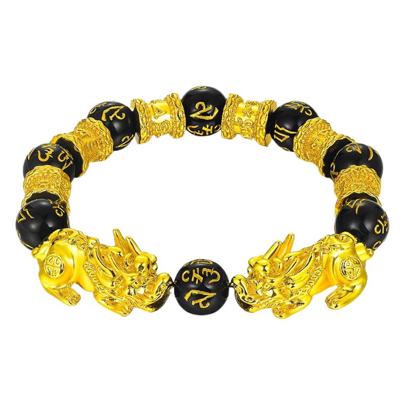 Cross-Border Popular Obsidian Bracelet Vietnamese Sand Gold Pixiu Bracelet Six-Character Mantra Live Supply Manufacturer Wholesale