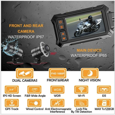 Motorcycle driving recorder double recording diving Starlight night