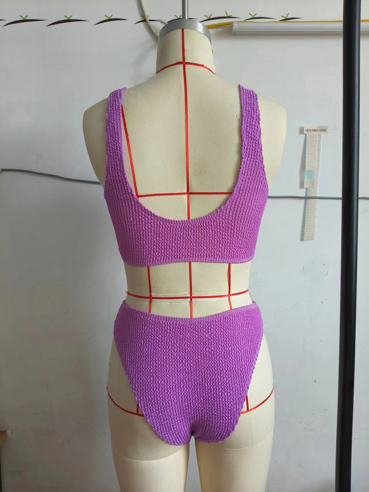 Bikini set dam hög midja med halterneck triangel överdel_voghion.com