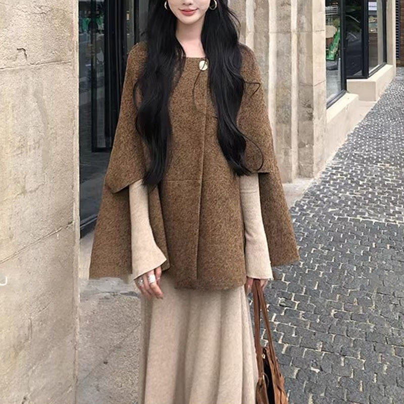 巨好看的早秋季上衣女2025新款斗篷披肩外搭小香风外套|undefined
