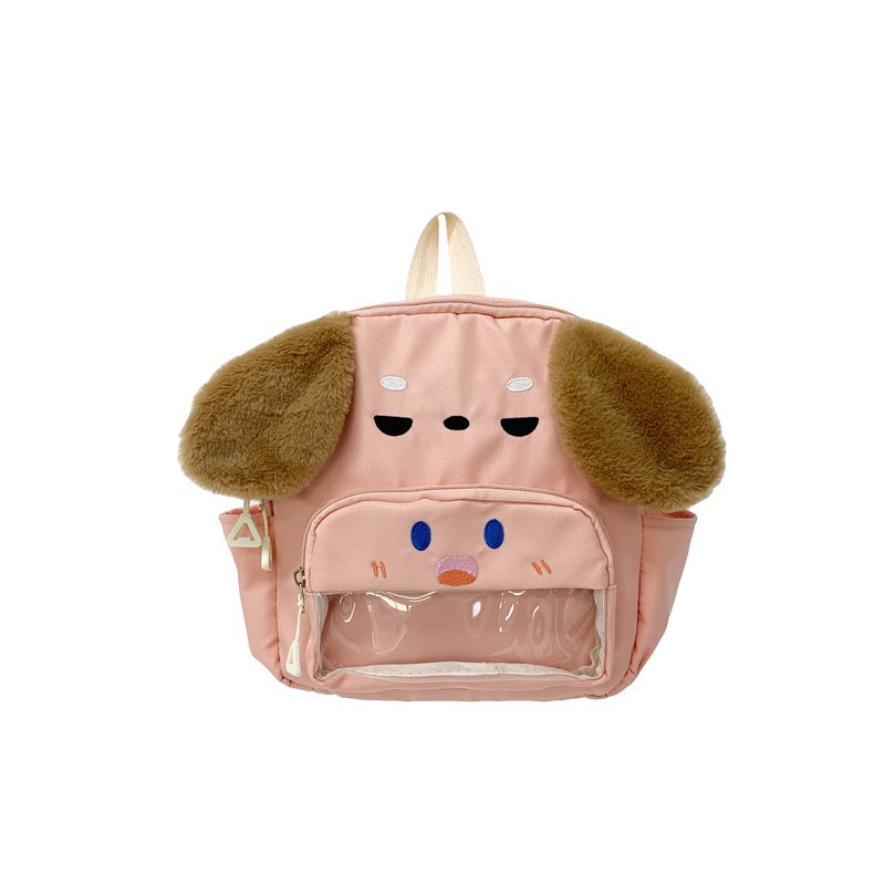 Jardín de infantes bebé mochila pequeña caricatura lindo cachorro mochila para niños y niñas nueva ventana transparente mochila para niños