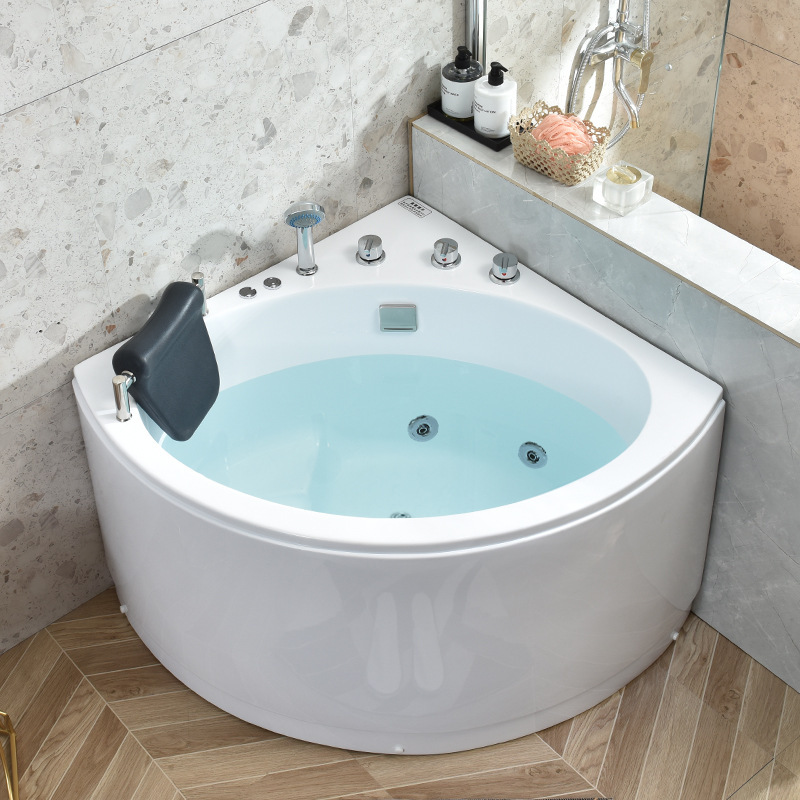 Corner Triangular Bathtub for Small Apartments 0.8-1m Corner Fan-Shaped Bathtub Smart Constant Temperature Heating Surf Massage Bathtub