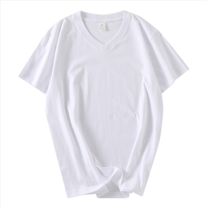200 グラム純綿 Tシャツ新疆ラウンドネック純白底ヘビーウェイト Tシャツ純綿半袖 Tシャツ男性と女性のためのルーズ|undefined