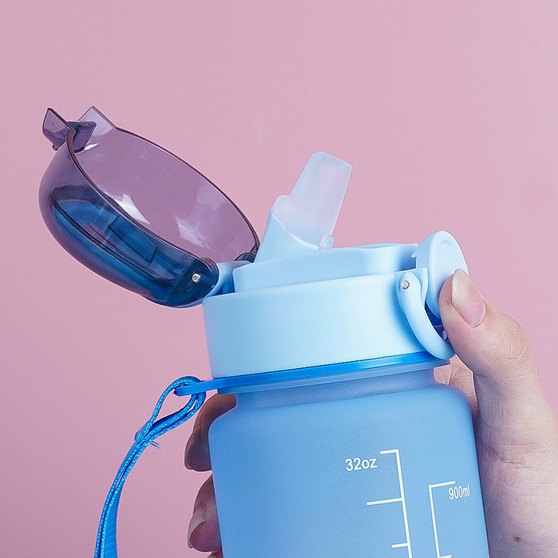 Estilo coreano 1000ml gradiente de color espacio de la Copa de fitness deportes hervidor de plástico transfronterizo rebotando taza portátil con escala