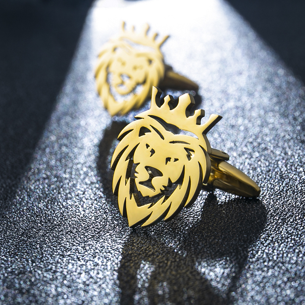 Fashionable Lion Cufflinks Stainless Steel Men's Animal Trendy French Shirt Cuff Buttons Cuff Nails Wedding Accessories Lion Nails