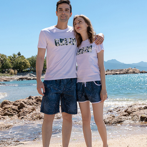 Couple beach pants men's loose fit water park hot spring swimming trunks seaside vacation surfing quick-drying women's shorts wholesale