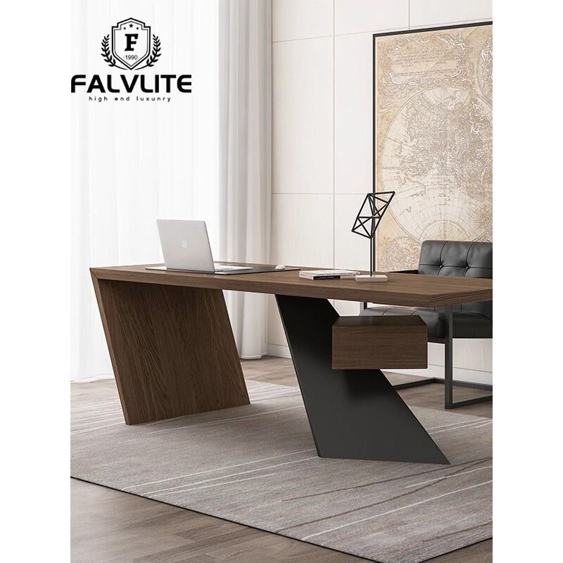 Xgn416 Desk Falvlite Designer Desk Solid Wood Computer Desk Wrought Iron Office Desk Simple Modern Executive Desk