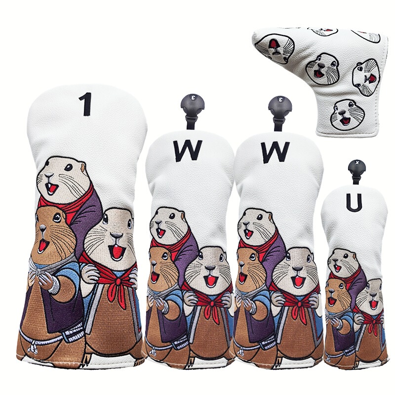 Cartoon Groundhog Golf Club Cover Protective Cover Wood Head Cover Fairway Wood Iron Wood Putter Cover No. 1 Wood Cartoon Groundhog Golf Club Cover Protective Cover Wood Head Cover Fairway Wood Iron Wood Putter Cover No. 1 Wood