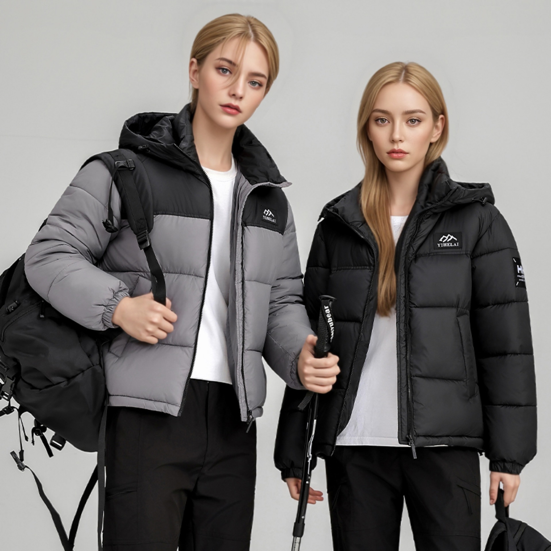Black Gold Cross - Border 2026 chaqueta de algodón de plumón de invierno para hombres y mujeres, nueva chaqueta de pan al aire libre corta para parejas