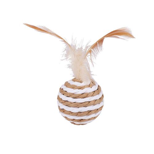 Amazon feather paper rope ball cat toy sisal ball self-playing interactive cat toy pet supplies exclusive