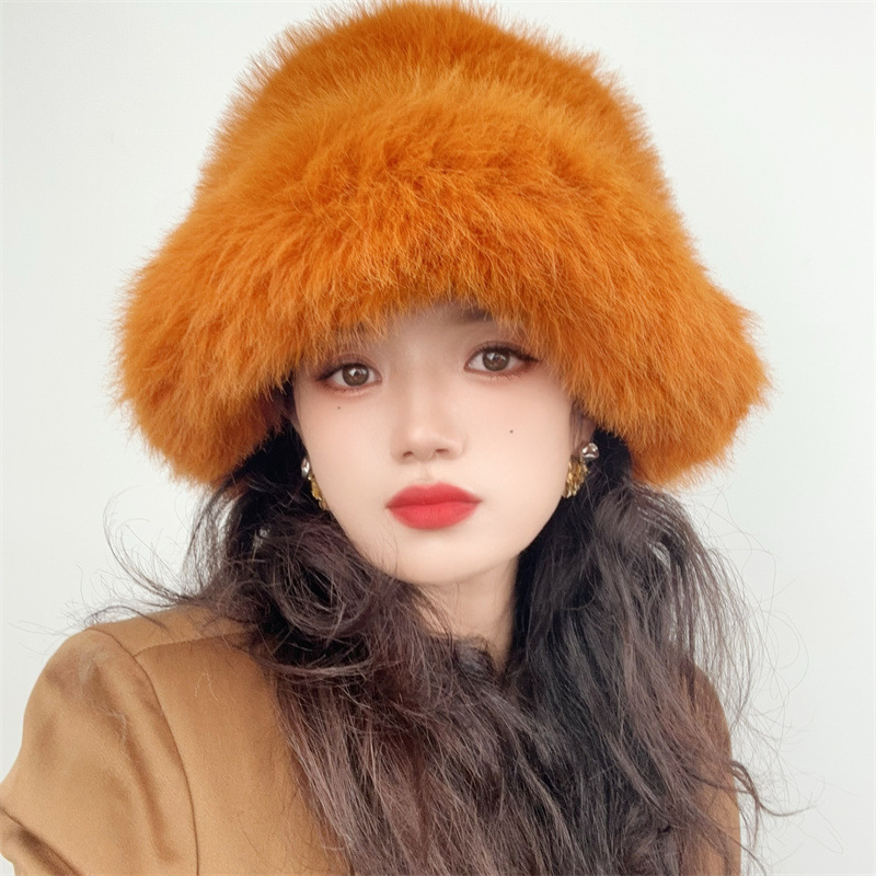 Lyxig vinter bucket hat i fuskpäls unisex_voghion.com