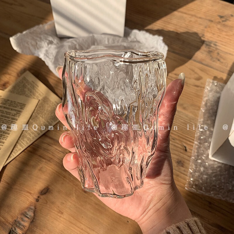 Glass Cup household glass tea cup female cute beer cup ing style high-looking simple Korean Style Milk Cup