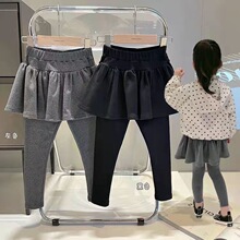 女童2024洋气秋季假两件裙裤新款中小童女宝宝打底裤外穿长裤子