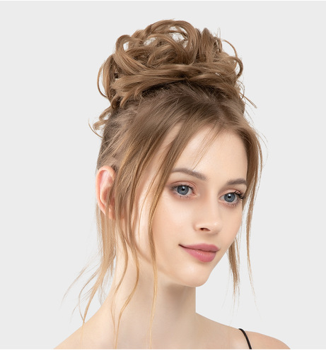 Foreign trade Amazon European and American wig women's bud ball head chemical fiber invisible fluffy natural long beard wig hair ring