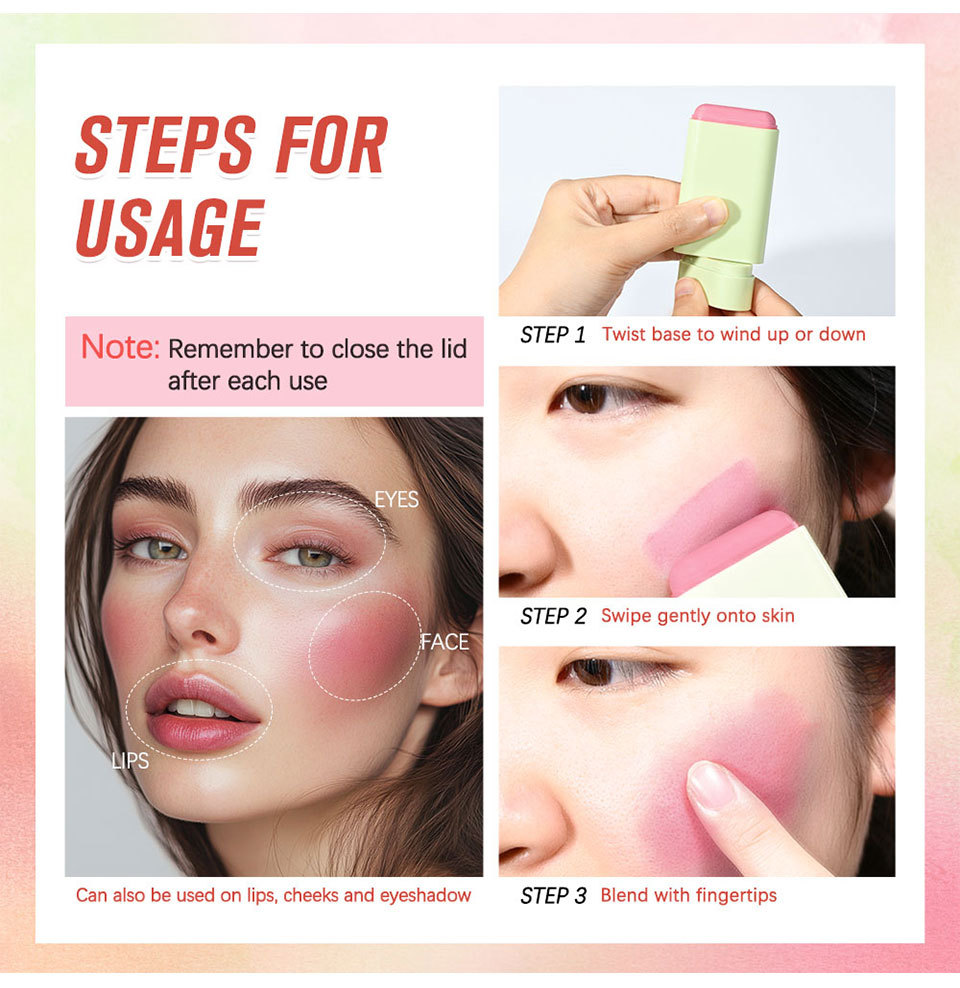 ibcccndc Color-changing Rotating Blush Cream Contouring Blush Cream Natural Nude Makeup Matte Blush Stick undefined