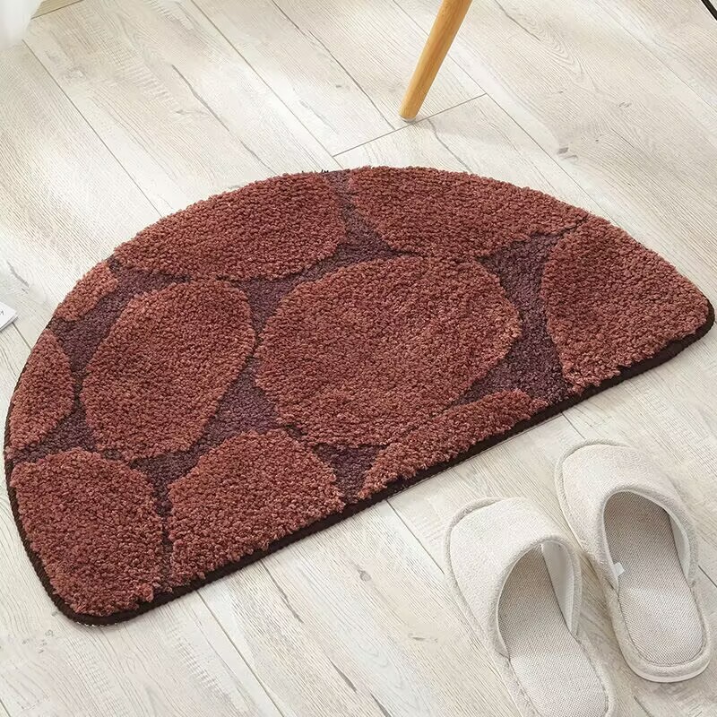 半円形模造カシミヤバスルームフロアマットバスルームカーペットドアマット吸水性滑り止めリビングルームドアマット|undefined