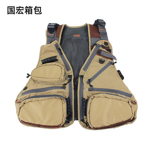 Supply plus size outdoor fishing vest multi-pocket free size adjustable light mesh fishing vest bag